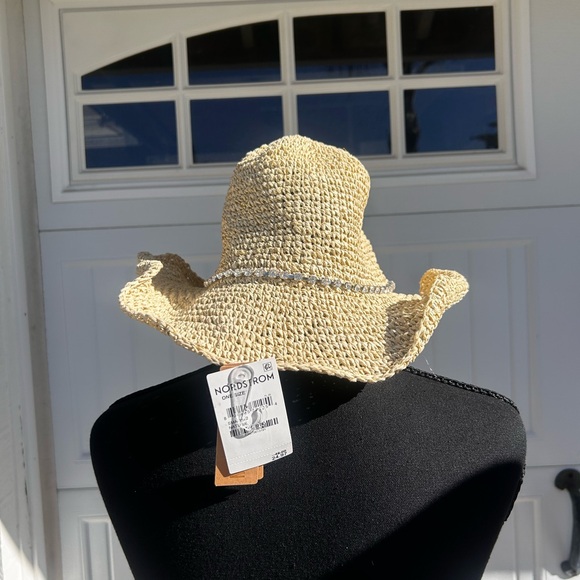 Steve Madden Accessories - Steve Madden Tan Woven Hat with Bling